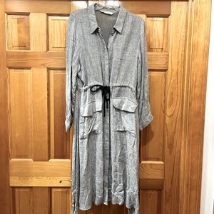 Zara grey midi front button dress/duster